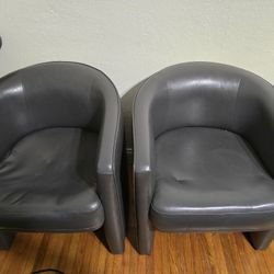 Leather Pair Chairs 