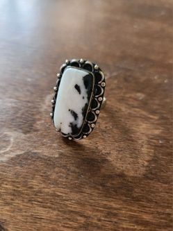Rare White Buffalo Turquoise 925 Ring