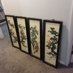 4 Pcs Chinese Jade Decorative Wall Art
