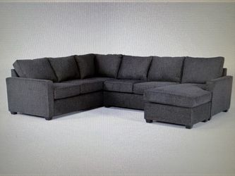 Gray Sectional Sofa with Ottoman