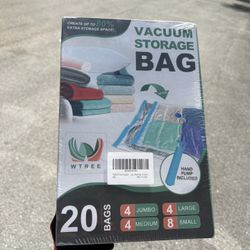 WTREE 20-Pack Vacuum Storage Bags – Space Saver Bags with Hand Pump for Clothes, Blankets, Comforters – 4 Sizes 