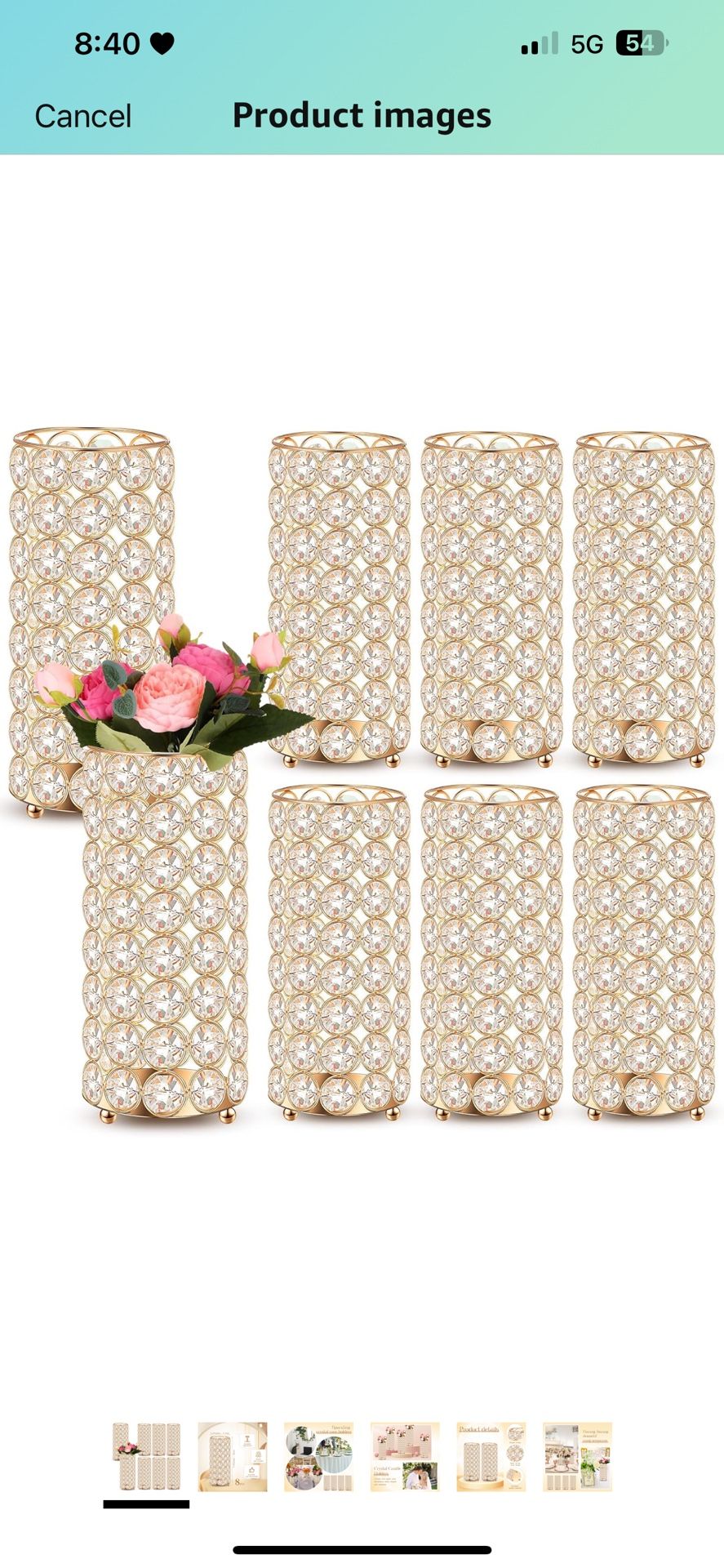8 Pcs Crystal Flower Vase