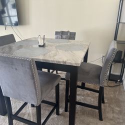 Grey Marble Table With Chairs 