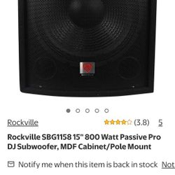Rockville SBG1158 15" 800 Watt Passive Sub