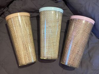 3 Vintage Raffiaware Tumblers! 