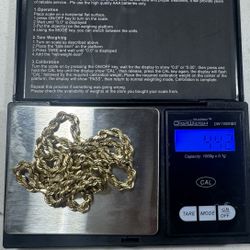 14kt Solid Gold Diamond Cut Rope Necklace Chain. Oro 14k Cadena