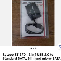 Bytecc BT-370 - 3 in 1 USB 2.0 to Standard SATA, Slim and micro-SATA adapter.

