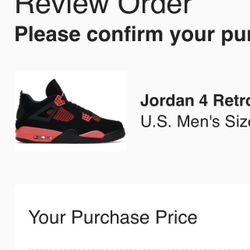 Jordan 4 Red Thunder Sz13