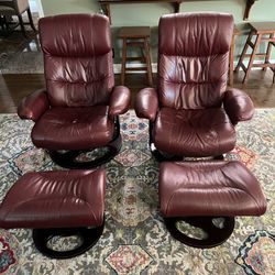 Pair Of Reclining Chairs And Ottomans