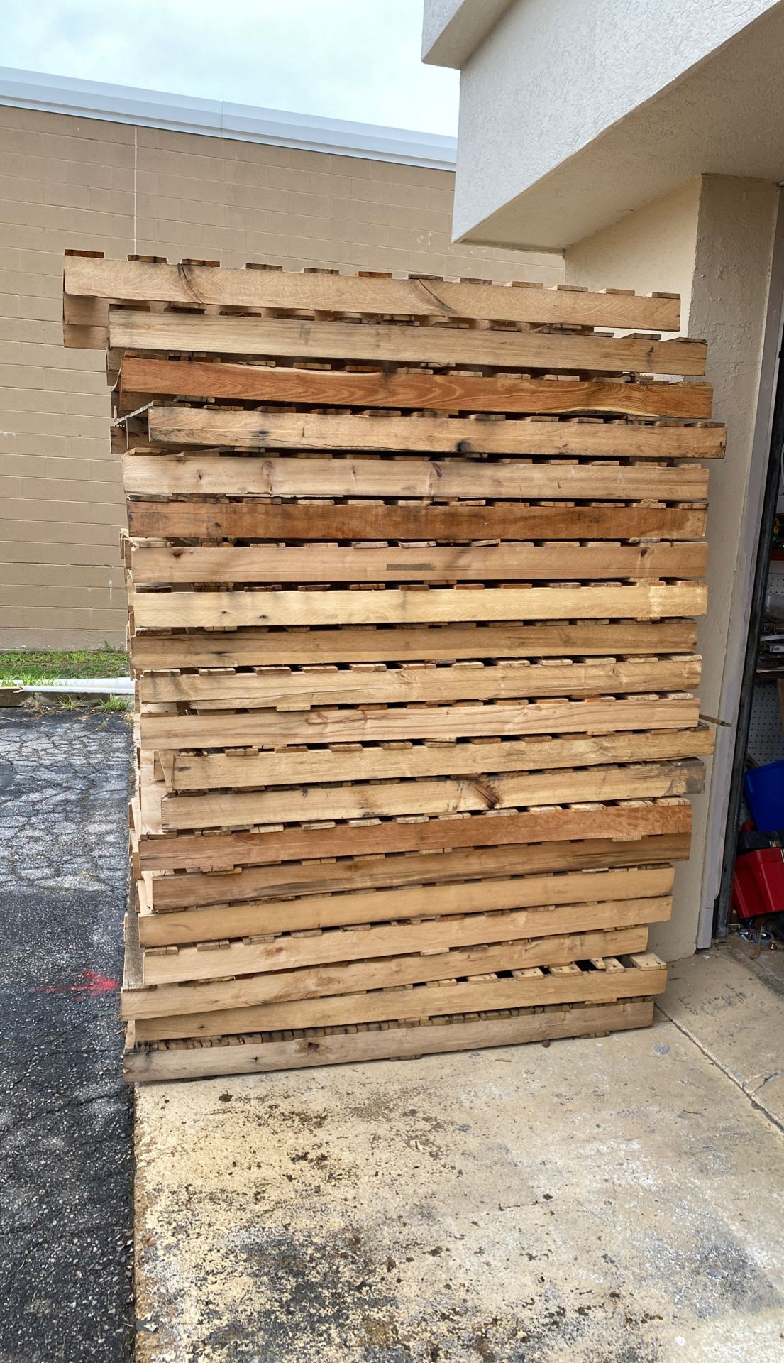 Free solid oak shipping pallets