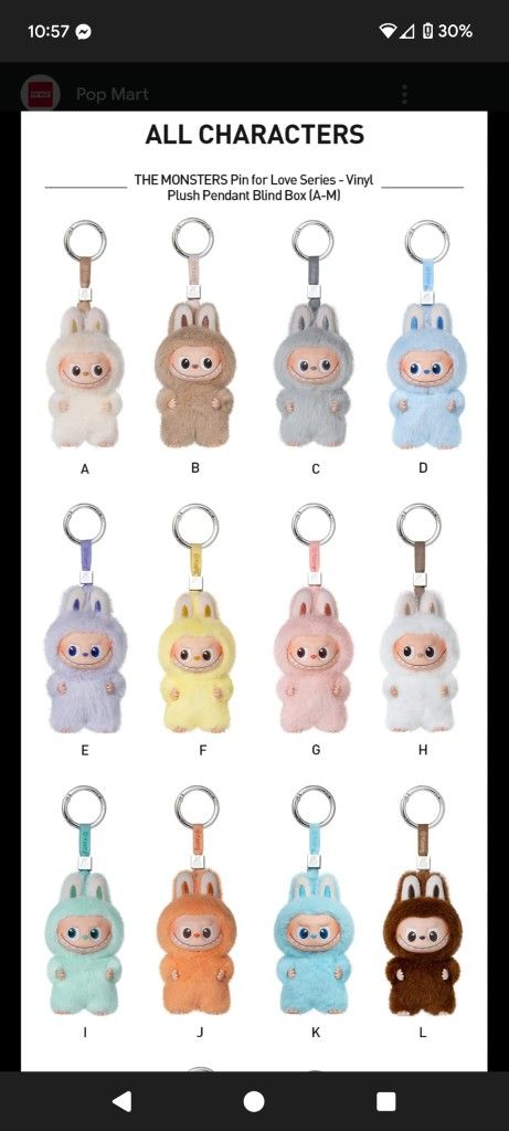Popmart Authentic Labubu Pin For Love Plush Pendents Each