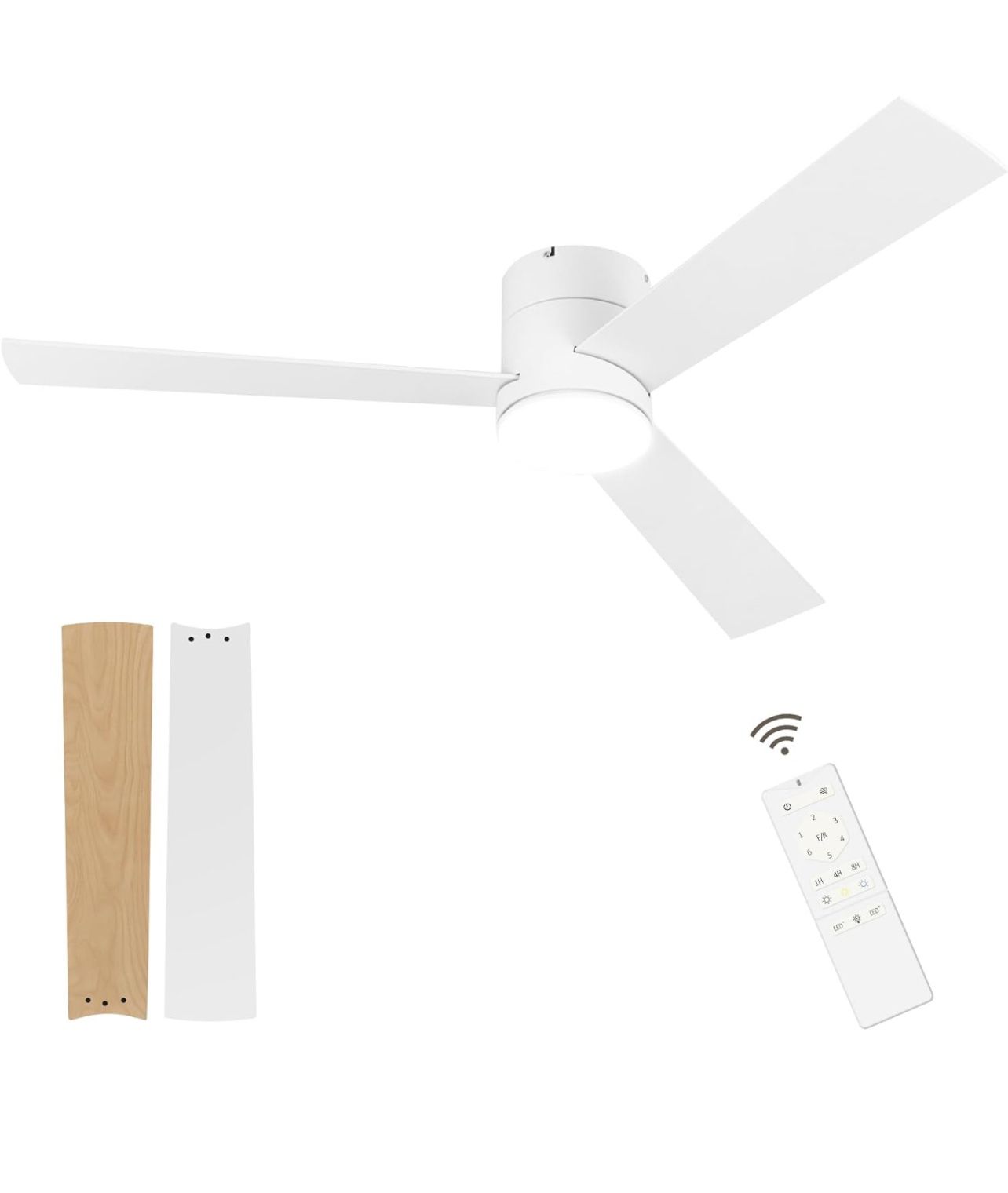 52" Low Profile Ceiling Fans with Remote Control, Dimmable, indoor or outdoor