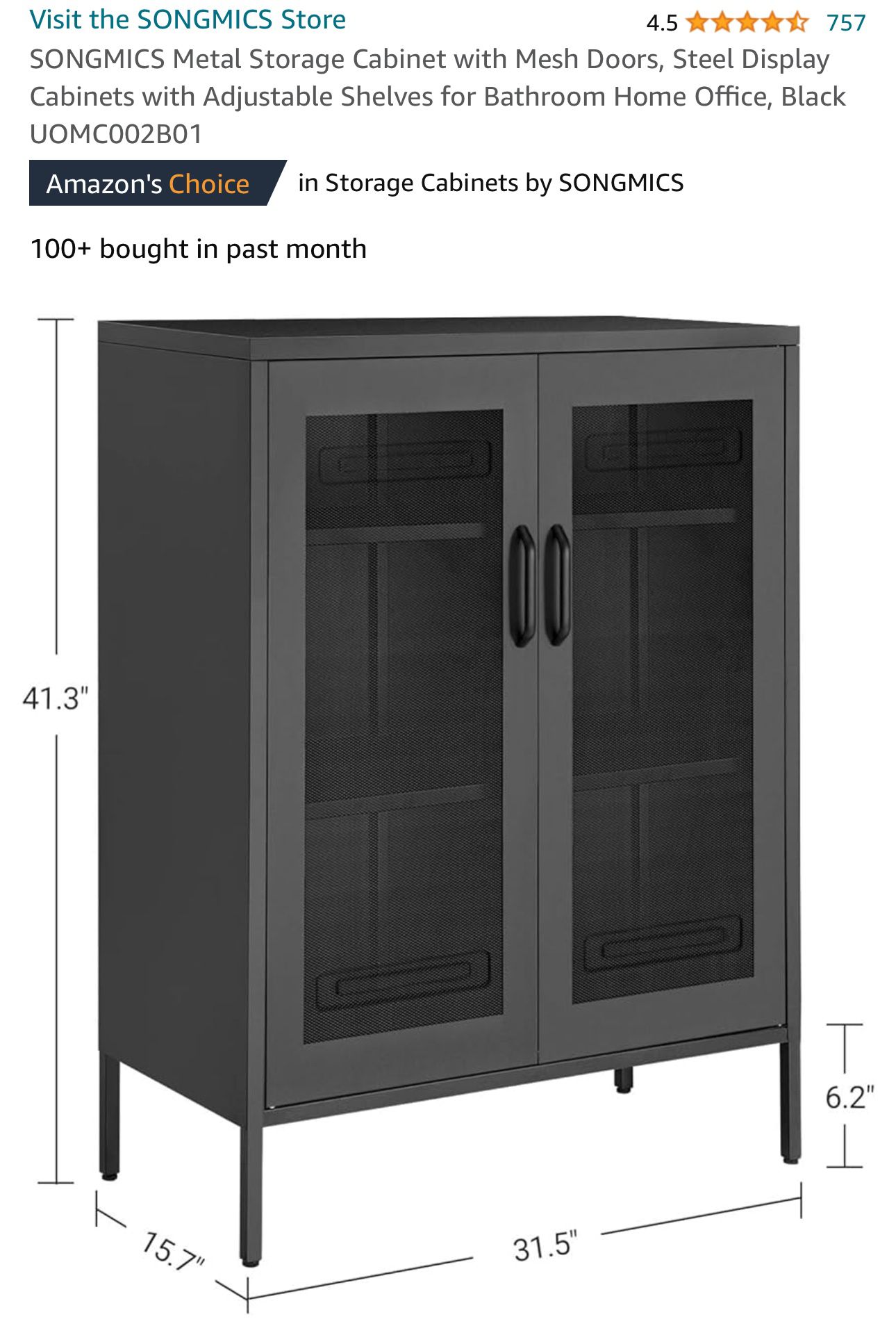Metal storage cabinet with mesh doors