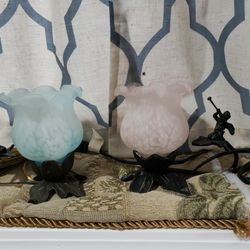 Vintage Trumpet  Cherub Blowing Brass Table Lamps