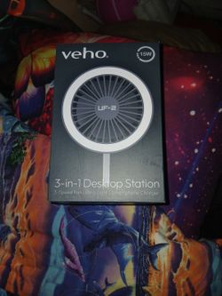 Veho Desktop Fan And Charging Station For Phone And Light Whisper Quiet Fan ,2 For Sale