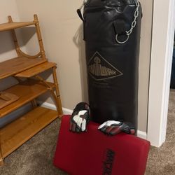 Century Punching Bag And Gloves With A Macho Kick Pad 