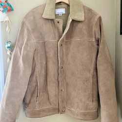 WILSONS M. Julian Tan Suede Leather Jacket Coat Sherpa Lined Western Men's M
