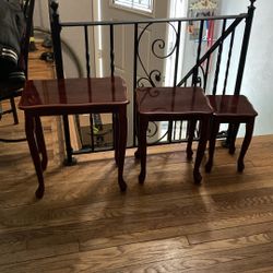 Three Brown Table, Big Medium, And Small