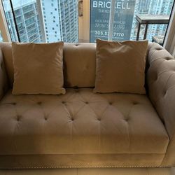 Elegant Tufted Beige Coach – 