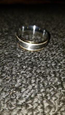 Silver w/gold trim wedding band