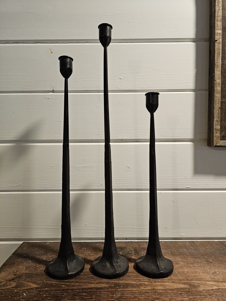 Set Of 3 Heavy Duty Taper Candle Holders