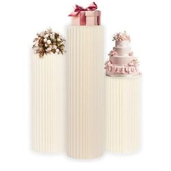 Foldable Cylinder Pedestal Stand for Parties 3pcs Columns Pedestal Display Stands Round White Cylinder Column Table Roman Pillar for Wedding Birthday 