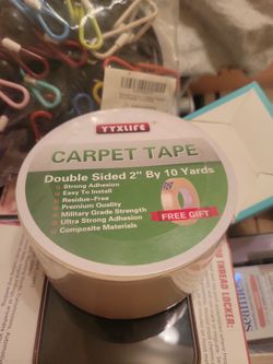 YYXLIFE Double Sided Removable Rug Tape - Carpet Adhesive for Hardwood Floors, 2 Inch x 10 Yards, White