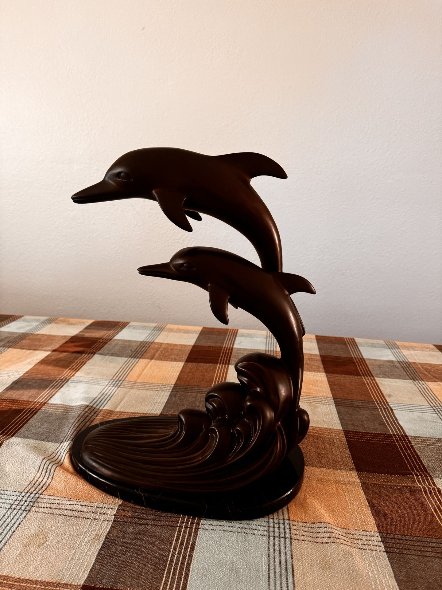Twin Dolphins Bronze Statue