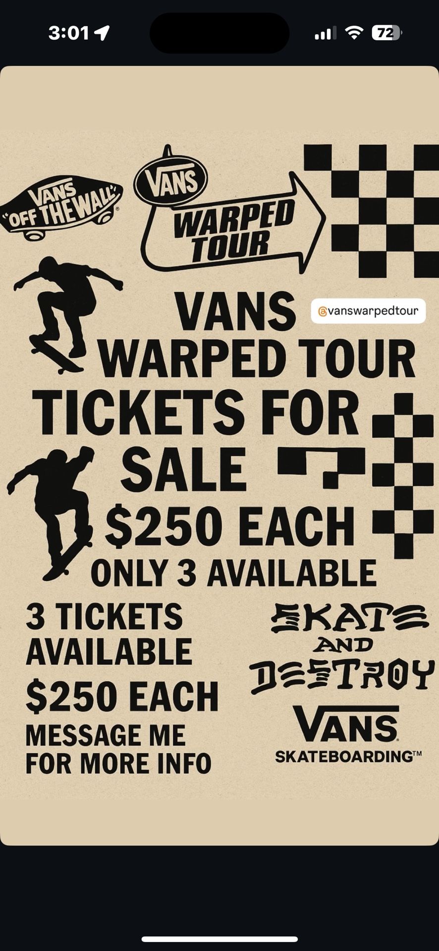 Vans Warped Tour Tickets Long Beach