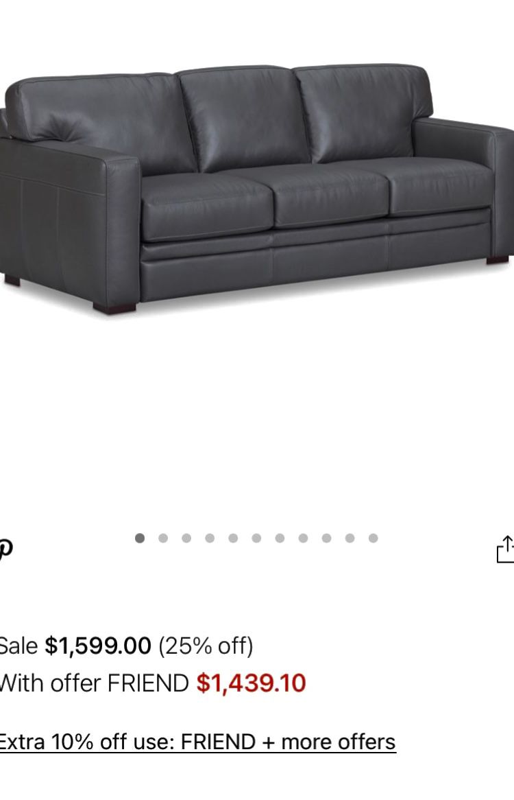 Midly Used Leather Sofa From Macy’s Just 1 Year Old 