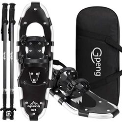Gpeng 3-in-1 Xtreme Lightweight Terrain Snowshoes for Men Women Youth Kids, Light Weight Aluminum Alloy Terrain Snow Shoes with Trekking Poles and Car