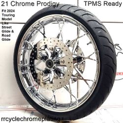 Harley Chrome Prodigy 21 Front  Wheel With Tire & 2 front Rotors for 09-26 Touring Models