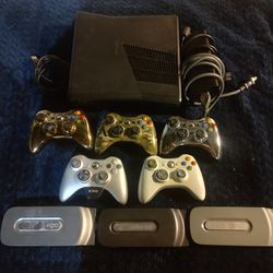 Complete Xbox 360 Slim Bundle - 5 Controllers (4 Rare/Pro) & 70+ Games