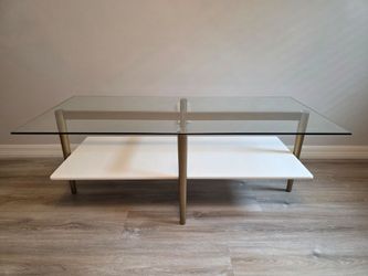 Coffee Table  with Glass and Shelf
