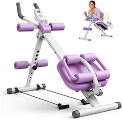 Ab Machine, Adjustable Ab Workout Equipment, Ab ＆ Sit Up Machine for Stomach Workout, Foldable Abdom