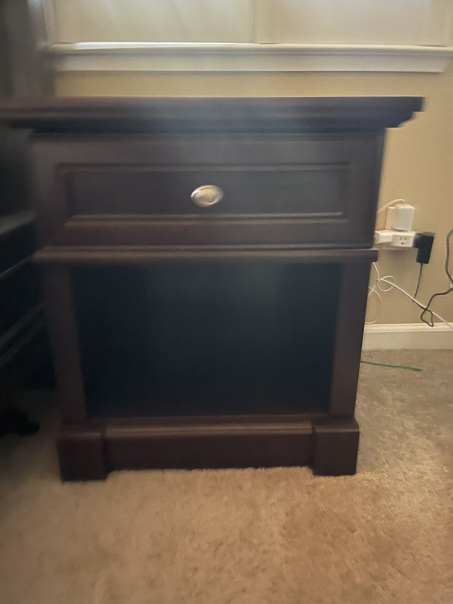 Matching Dark Wood Nightstands 