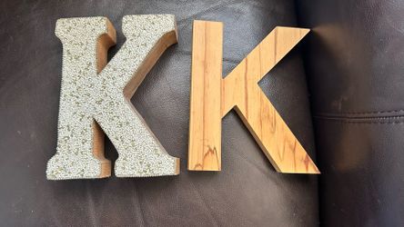 Set Of Two K Initial Wooden Decorations