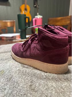 Nike Air Jordan 1 Mid Bordeaux Sail sneakers in a deep burgundy