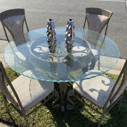Glass 4 chairs dining table 