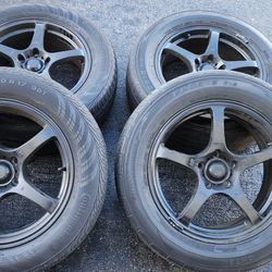 Set 4 Wheels 17" Tires 225/60/17 Toyota Sienna Tacoma Honda CR-V Element Forester Crosstrek 5x114.3mm 