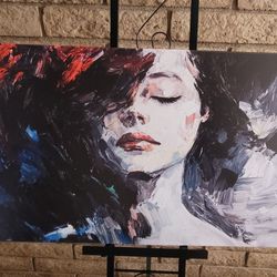 Contemplative Girl Wall Art Print / Canvas Wall Hanging Decor 20x40