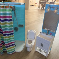 American Doll Bathroom Set And Desk