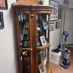 Vintage Glass Storage Wooden China Cabinet 