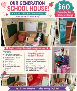 Our Generation 18 in doll Schoolhouse with Locker and Accessories
