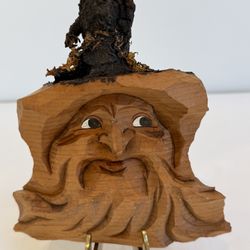 Vintage Hand Carved Wood Spirit Face | Folk Art Collectible