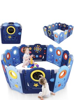 Baby Playpen, YOLEO Foldable Baby Playpen for Babies and Toddlers, 47 x 47 in of Play Pen, Custom Shapes, Pre-Assemble and Easy to Storage Baby Gate P