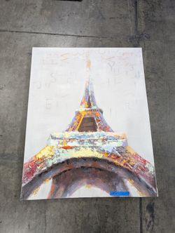Textured Impasto Eiffel Tower Painting on Canvas
