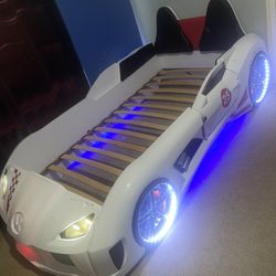 Twin Kids Race Car Bed with LED Lights