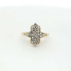 Ladies 1/4ctw Diamond cluster 14k Yellow Gold Cocktail Ring size 7 11056882