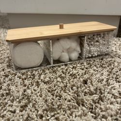 Acrylic Bathroom Organizer with Bamboo Lid – Cotton Pads, Balls & Swabs (Unused) 